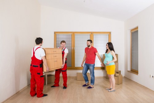 Packed moving boxes ready for a house relocation in Kennington