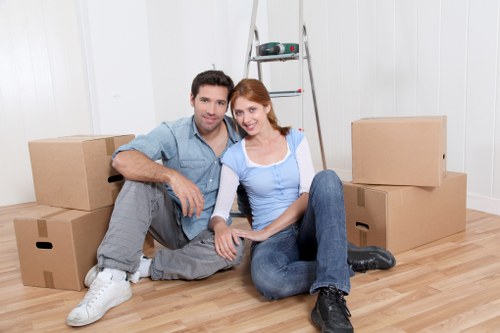 Organised self-storage space in Kennington with boxes and furniture